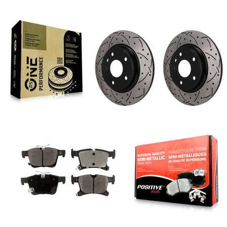 Rear Drilled Slot Brake Rotor & Semi-Metallic Pad Kit For Chrysler Pacifica Grand Caravan KDF-102008