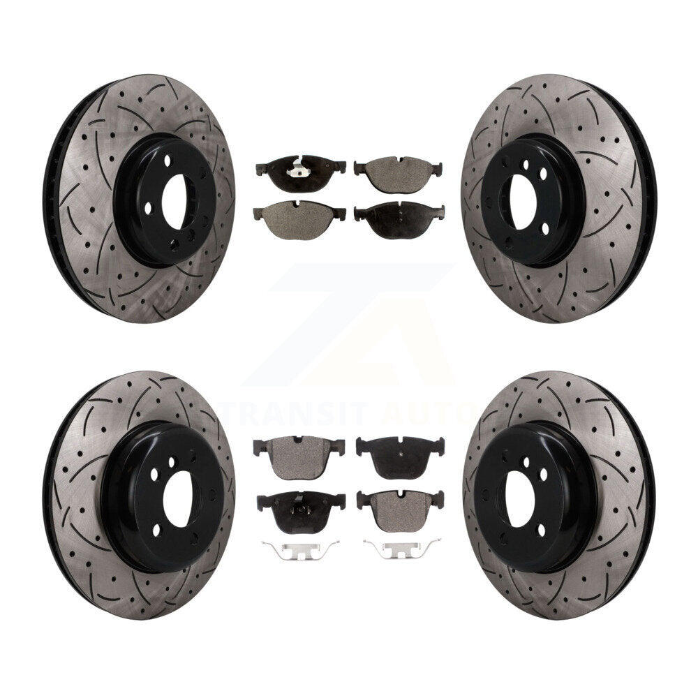 Front Rear Brake Rotors & Semi-Metallic Pad Kit (6Pc) For BMW 535i GT xDrive 740Li 740i 7 KDF-102010