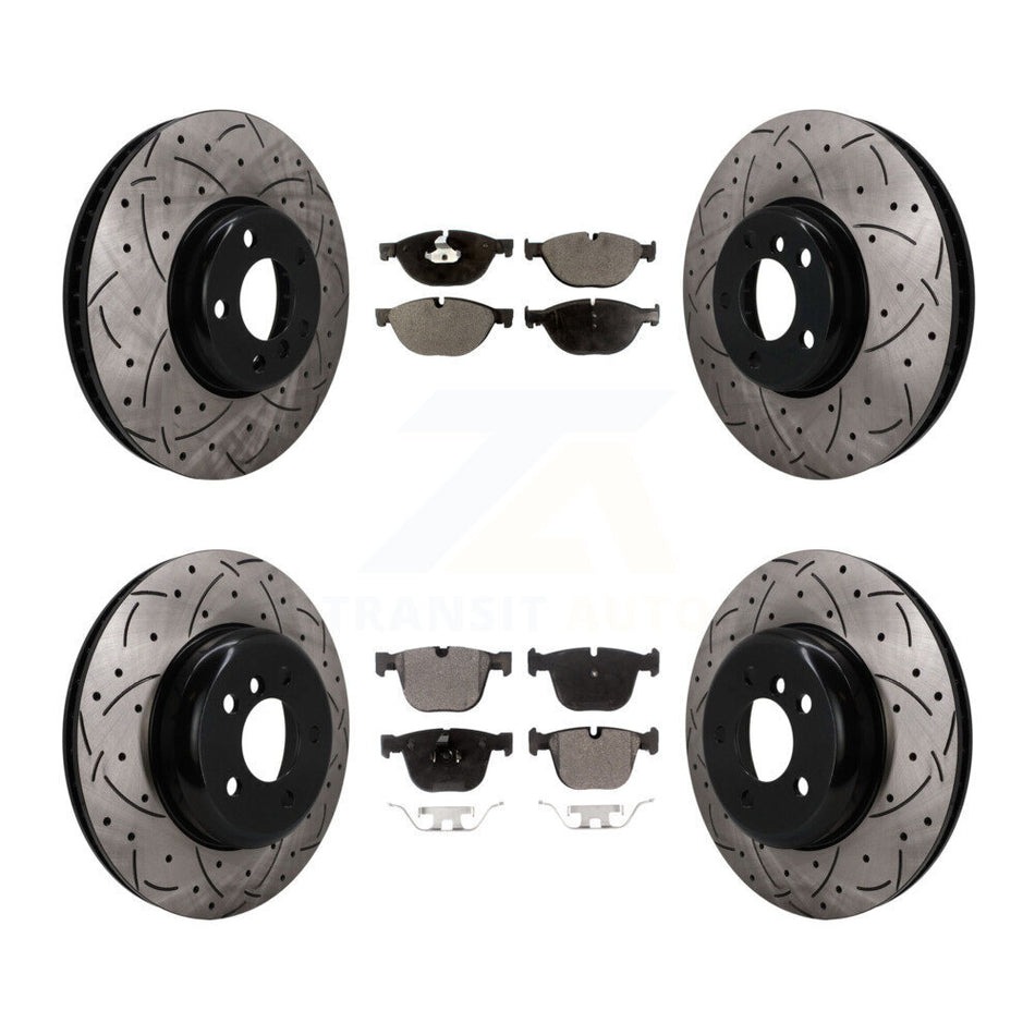 Front Rear Brake Rotors & Semi-Metallic Pad Kit (6Pc) For BMW 535i GT xDrive 740Li 740i 7 KDF-102010