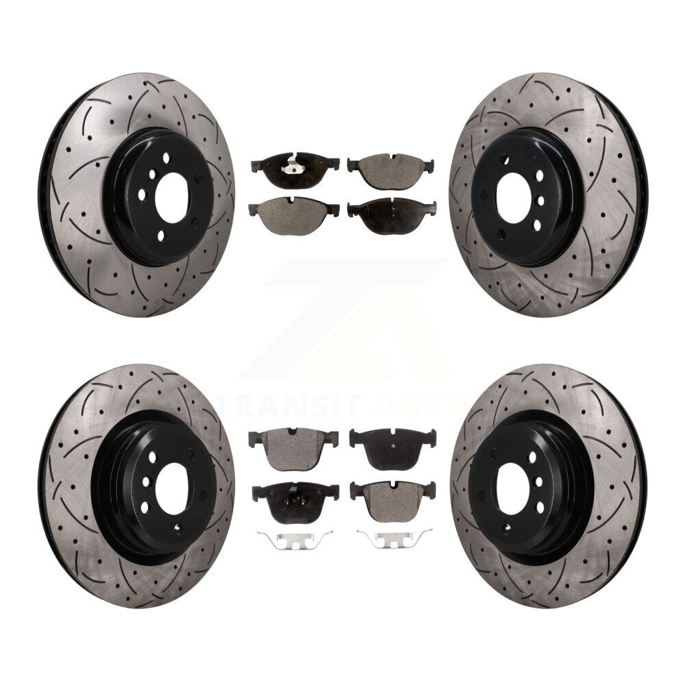Front Rear Disc Brake Rotor Semi-Metallic Pad Kit (6Pc) For BMW 750i xDrive 750Li 550i GT KDF-102011