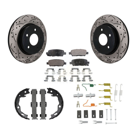 Rear Drill Slot Rotors Semi-Metallic Pad Parking Shoes Kit For 2019 Nissan Rogue Sport SL KDF-102020