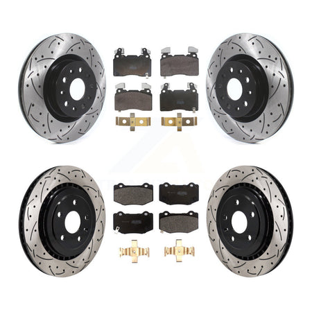 Front Rear Drill Slot Brake Rotor Semi-Metallic Pad Kit For Chevrolet Camaro SS with 6.2L KDF-102074