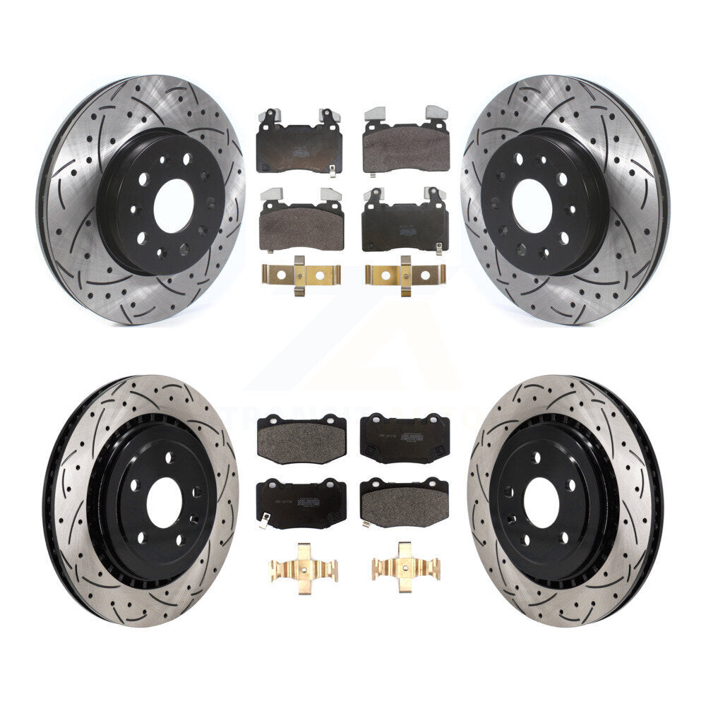 Front Rear Drill Slot Brake Rotor Semi-Metallic Pad Kit For Chevrolet Camaro SS with 3.6L KDF-102075