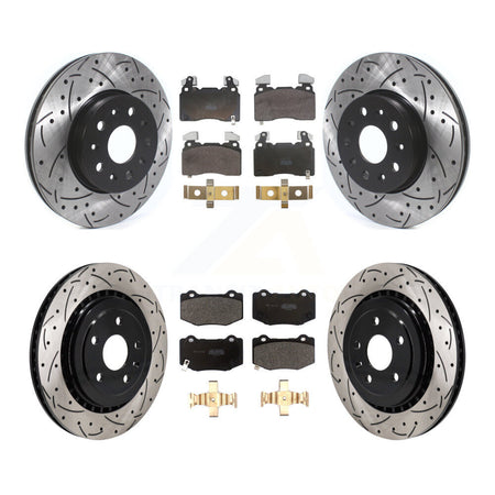 Front Rear Drill Slot Brake Rotor Semi-Metallic Pad Kit For Chevrolet Camaro SS with 3.6L KDF-102075