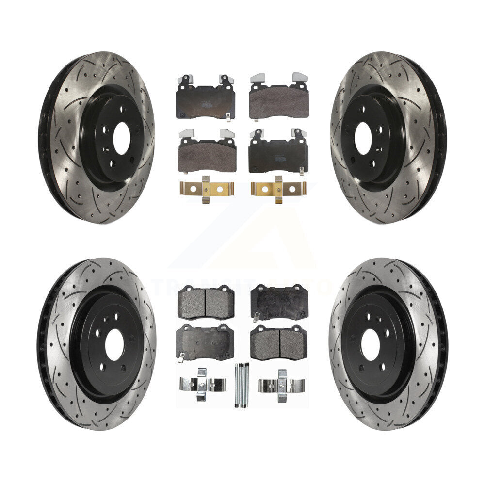 Front Rear Drill Slot Brake Rotor Semi-Metallic Pad Kit For 2010-2015 Chevrolet Camaro SS KDF-102078
