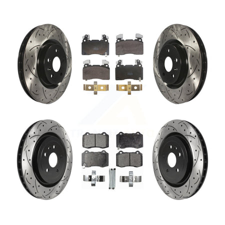 Front Rear Drill Slot Brake Rotor Semi-Metallic Pad Kit For 2010-2015 Chevrolet Camaro SS KDF-102078