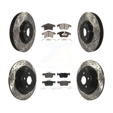 Front Rear Drill Slot Brake Rotors Semi-Metallic Pad Kit For Ford Police Responder Hybrid KDF-102079