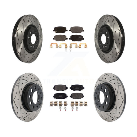 Front Rear Coated Drilled Slotted Disc Brake Rotor Semi-Metallic Pad Kit For Dodge Hornet KDF-102080