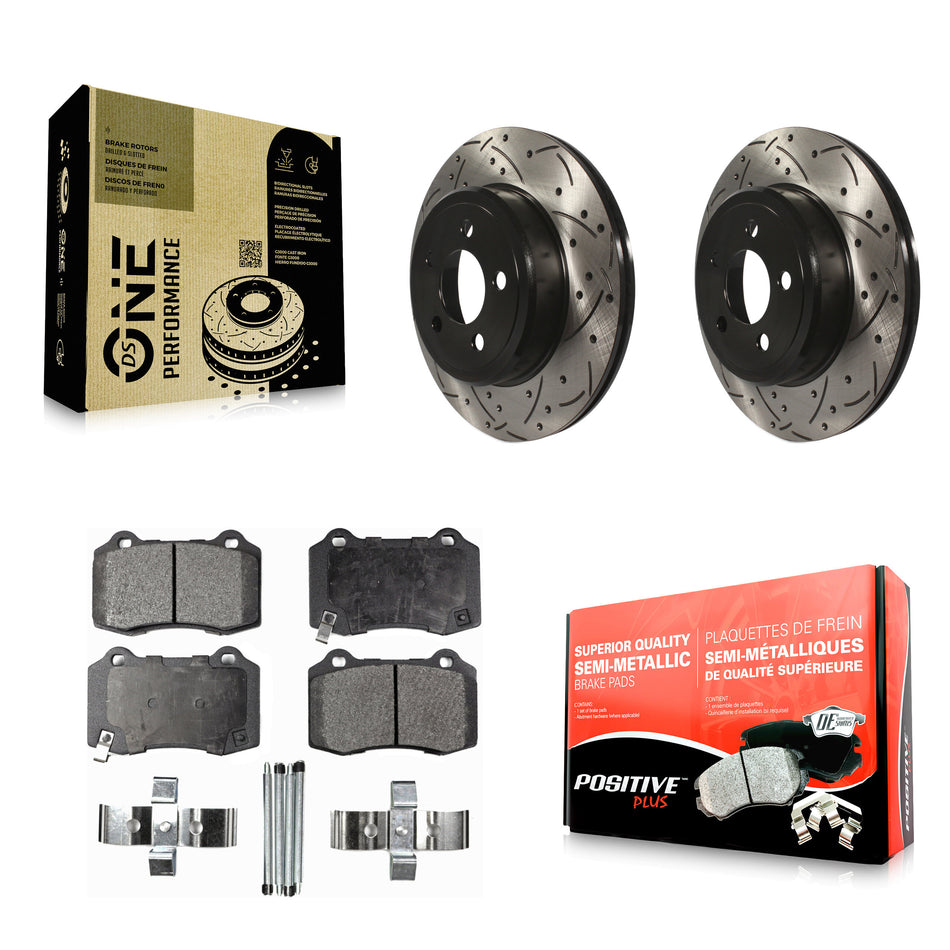 Rear Drilled Slot Brake Rotor & Semi-Metallic Pad Kit For Chrysler 300 With Brembo Brakes KDF-102085