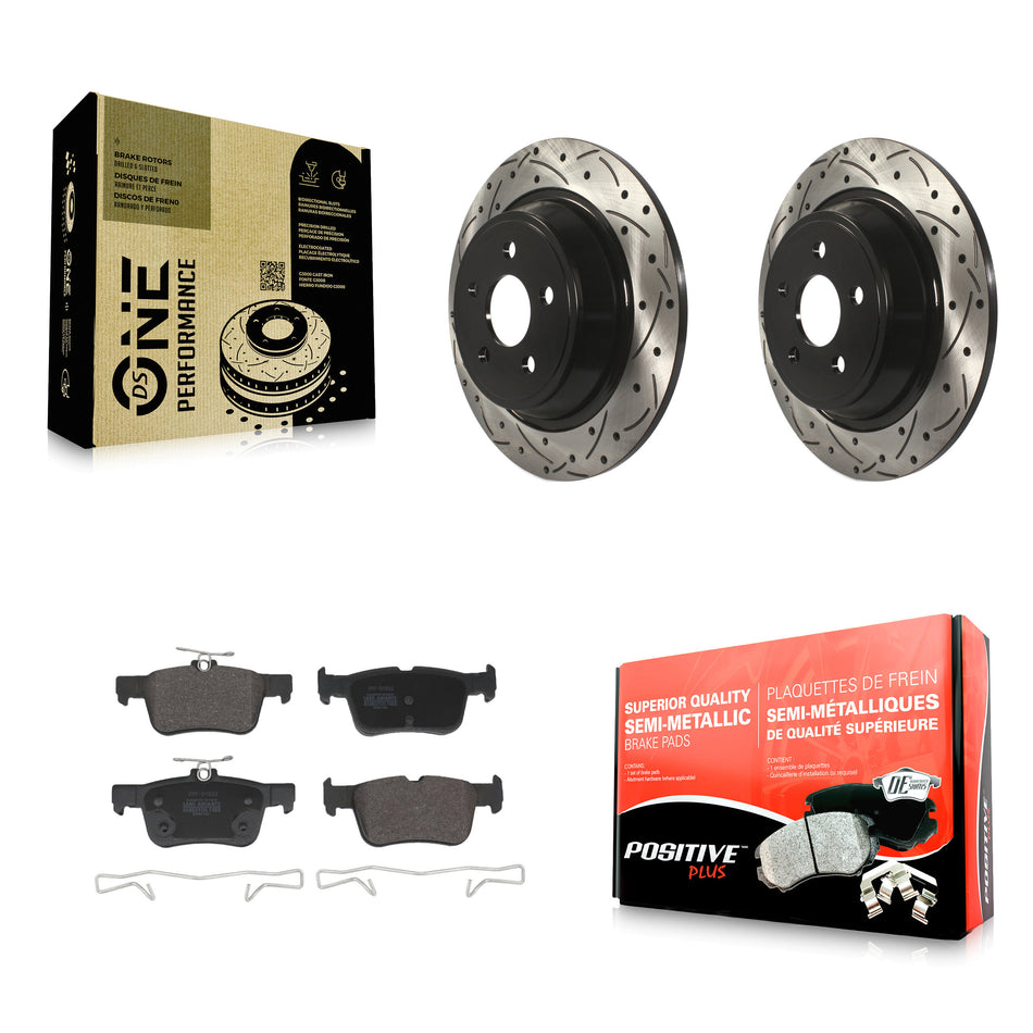 Rear Drill Slot Brake Rotors Semi-Metallic Pad Kit For 19-20 Ford Police Responder Hybrid KDF-102087
