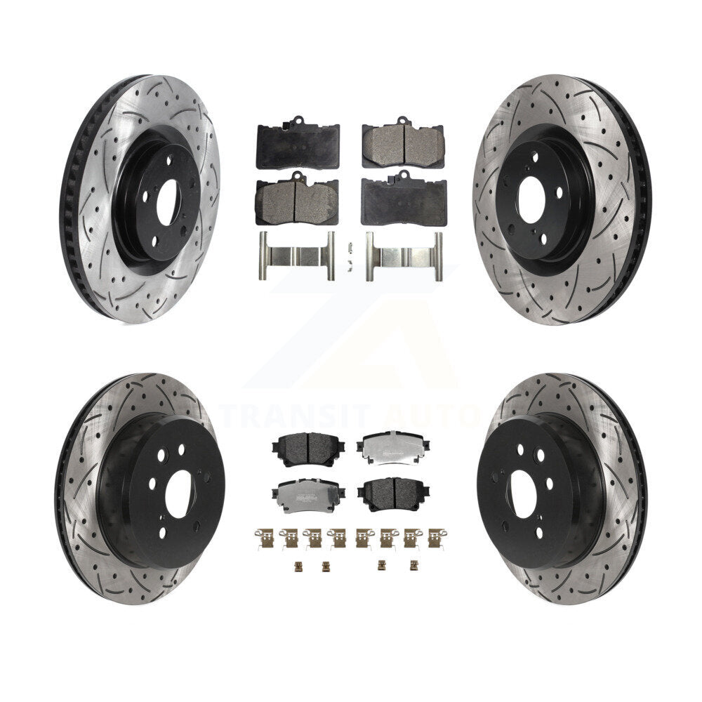 Front Rear Disc Brake Rotor & Semi-Metallic Pad Kit (6Pc) For 2021 Lexus IS350 RC350 Base KDF-102092