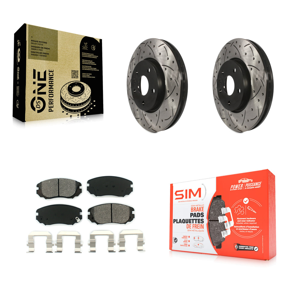 Front Coated Drilled Slotted Disc Brake Rotors And Semi-Metallic Pads Kit For Chevrolet Equinox GMC Terrain Malibu Buick Impala LaCrosse Regal Limited Allure KDS-100005