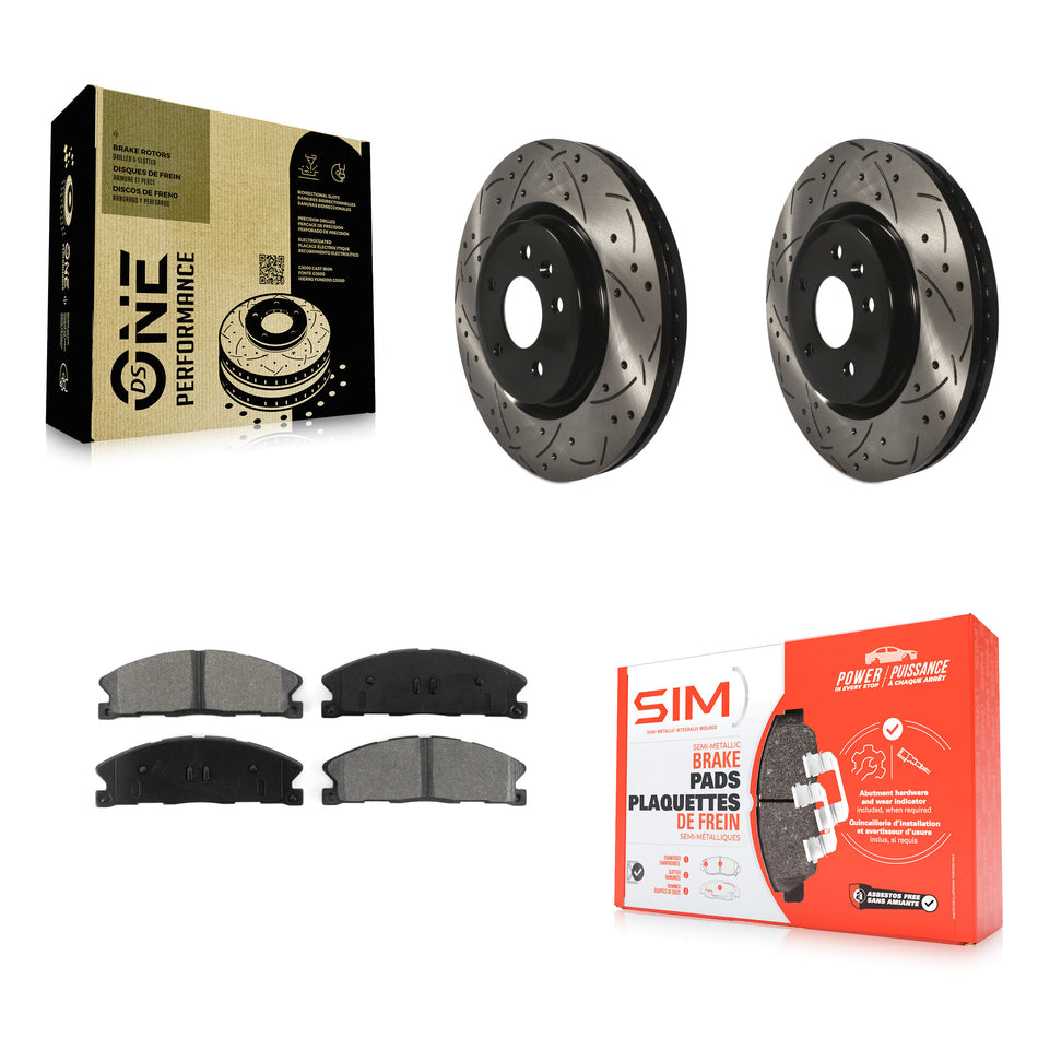 Front Coated Drilled Slotted Disc Brake Rotors And Semi-Metallic Pads Kit For 2013 Ford Explorer Sport With Heavy Duty Brakes KDS-100023