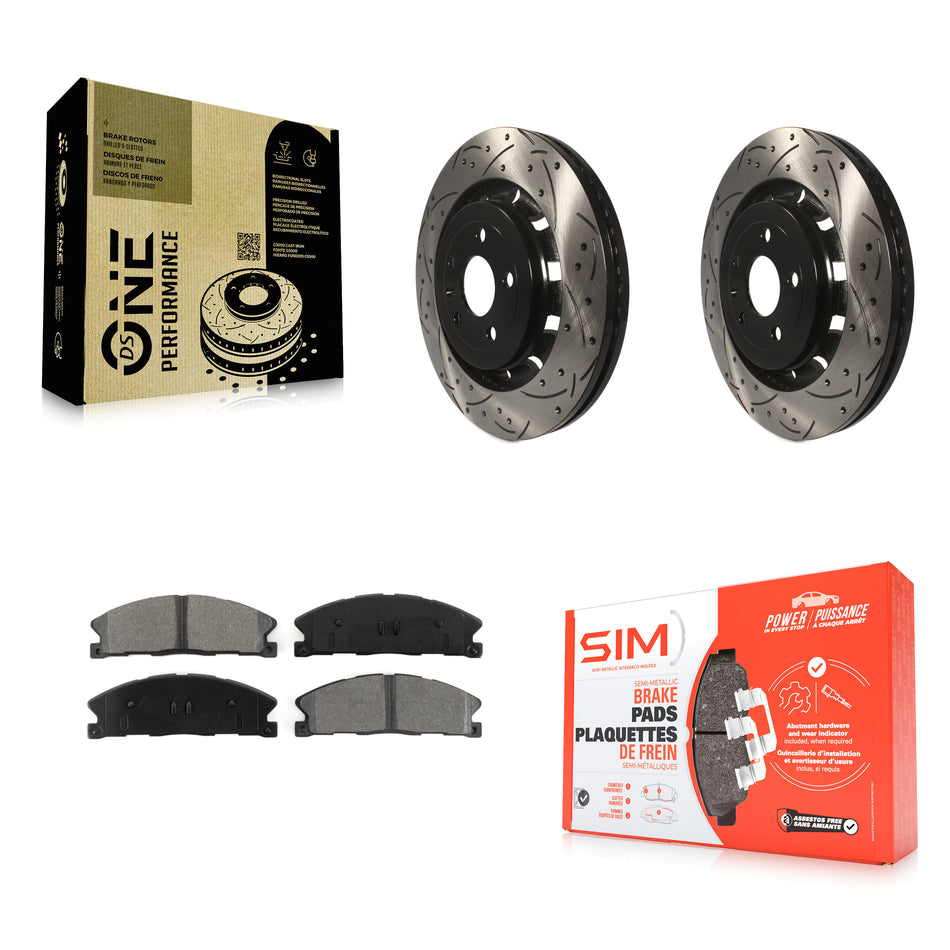 Front Coated Drilled Slotted Disc Brake Rotors And Semi-Metallic Pads Kit For Ford Explorer Taurus Flex Police Interceptor Utility Lincoln Sedan MKS MKT Special Service KDS-100027