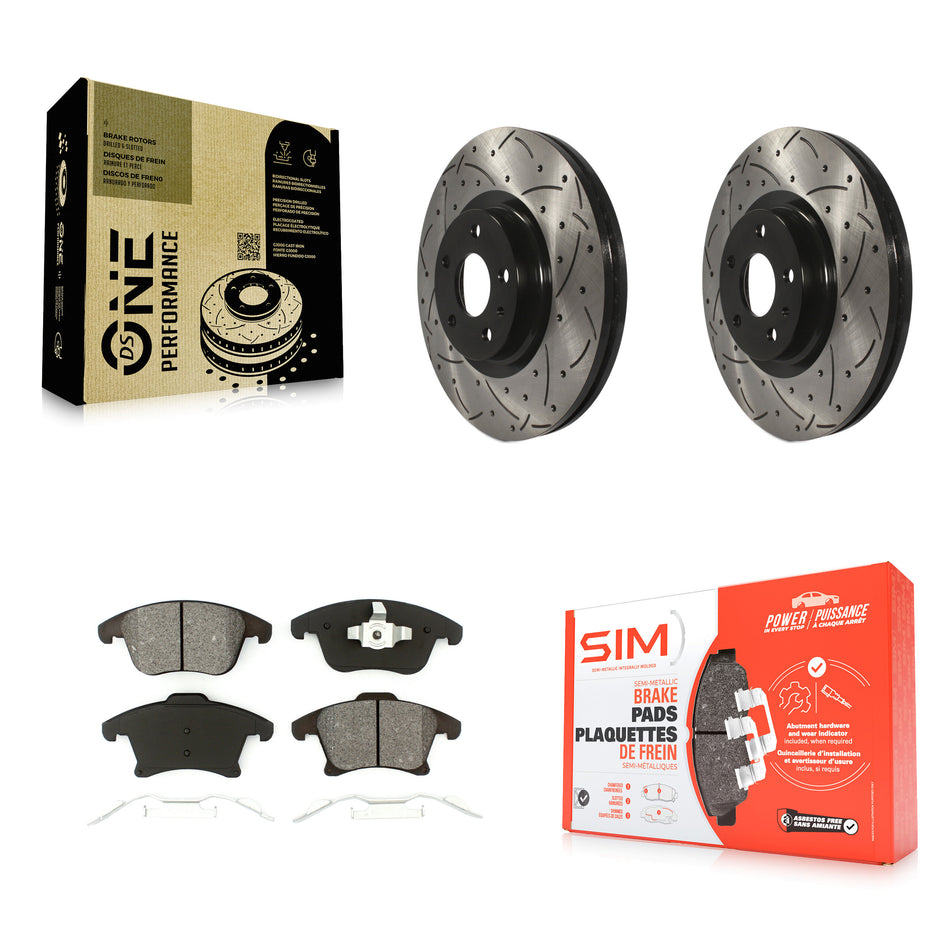 Front Coated Drilled Slotted Disc Brake Rotors And Semi-Metallic Pads Kit For Ford Fusion Lincoln MKZ KDS-100029