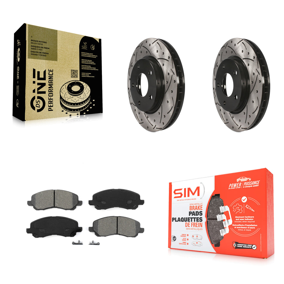 Front Coated Drilled Slotted Disc Brake Rotors And Semi-Metallic Pads Kit For Dodge Caliber Mitsubishi Lancer KDS-100037