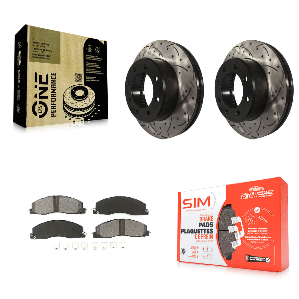 Front Coated Drilled Slotted Disc Brake Rotors And Semi-Metallic Pads Kit For Ram 2500 3500 1500 Dodge KDS-100042