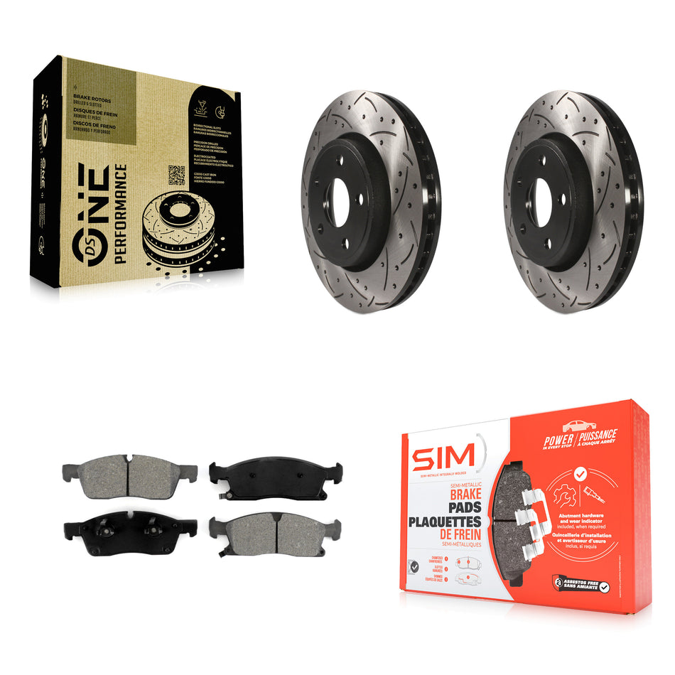 Front Coated Drilled Slotted Disc Brake Rotors And Semi-Metallic Pads Kit For Jeep Grand Cherokee Dodge Durango KDS-100043