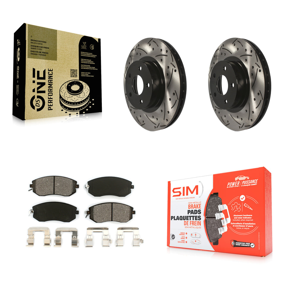 Front Coated Drilled Slotted Disc Brake Rotors And Semi-Metallic Pads Kit For Subaru Impreza Scion FR-S BRZ KDS-100048