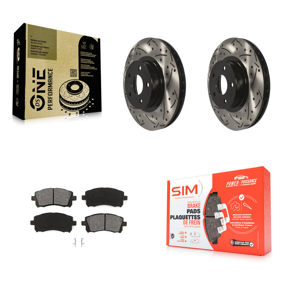 Front Coated Drilled Slotted Disc Brake Rotors And Semi-Metallic Pads Kit For Subaru Legacy Forester Outback Impreza KDS-100050