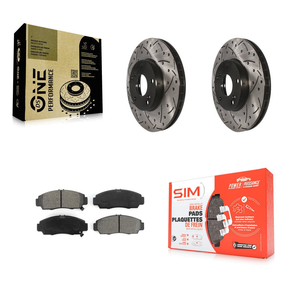 Front Coated Drilled Slotted Disc Brake Rotors And Semi-Metallic Pad Kit For Honda Accord KDS-100055