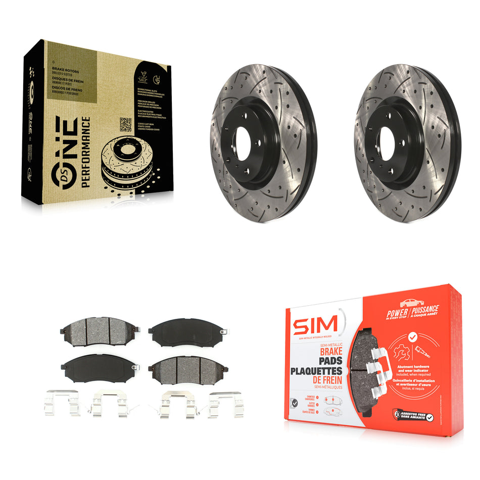 Front Coated Drilled Slotted Disc Brake Rotor And Semi-Metallic Pad Kit For INFINITI Nissan G37 Murano G35 M35 370Z 350Z EX35 M37 QX70 G25 Q70 Q70L M45 Q40 QX50 M56 EX37 M35h KDS-100059