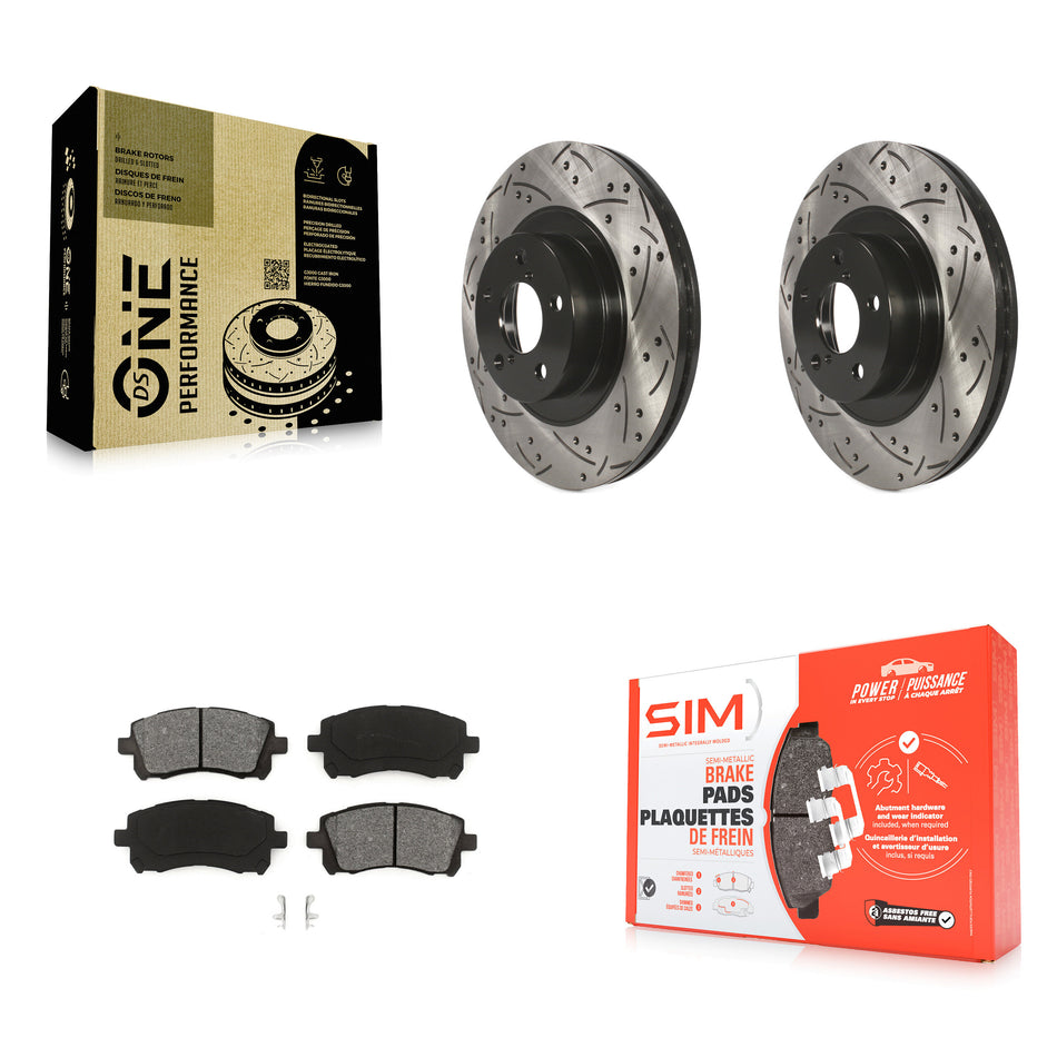 Front Coated Drilled Slotted Disc Brake Rotors And Semi-Metallic Pads Kit For Subaru Outback Impreza Legacy KDS-100067