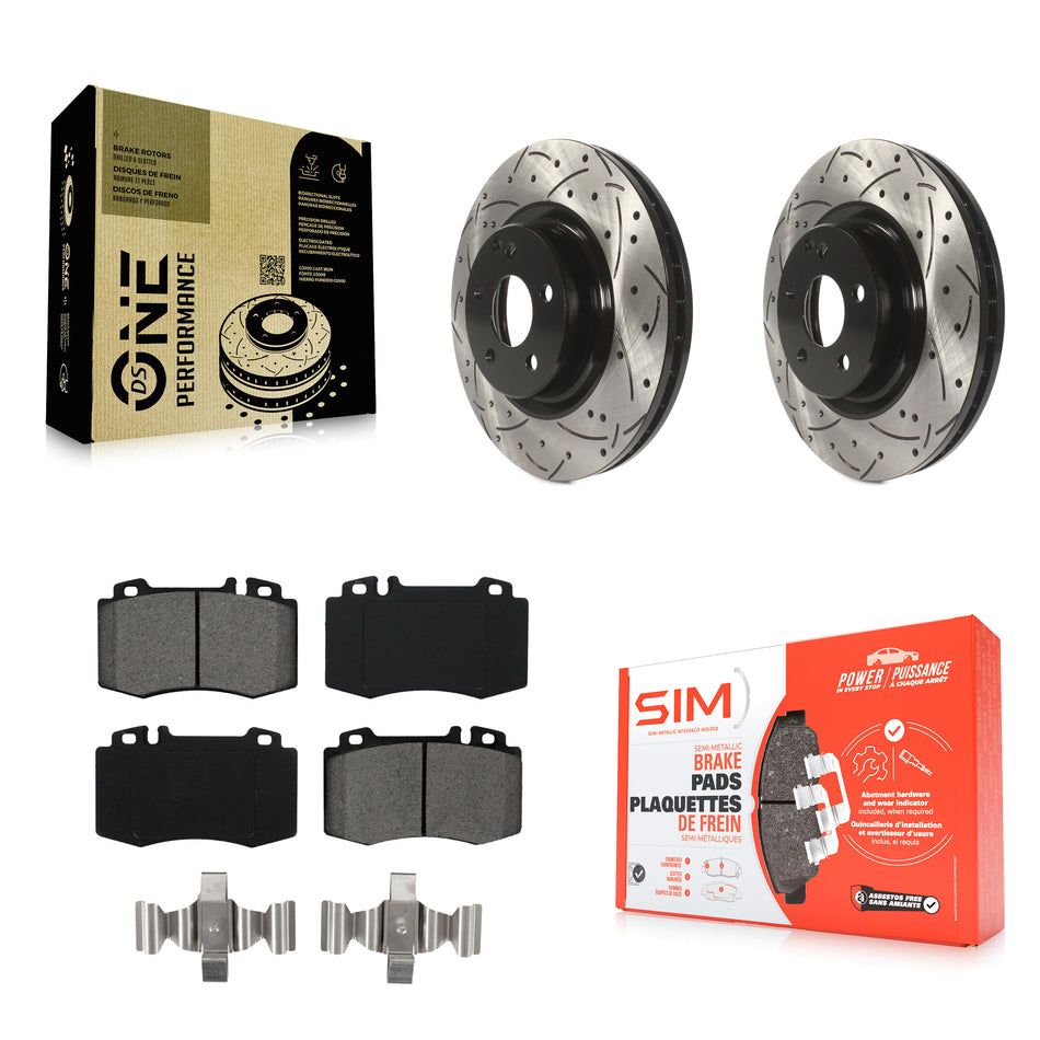 Front Coated Drilled Slotted Disc Brake Rotors And Semi-Metallic Pads Kit For Mercedes-Benz CLS550 CLS500 E550 KDS-100093