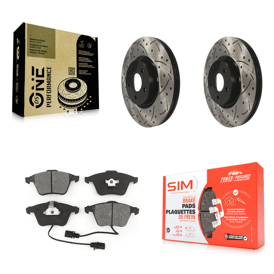 Front Coated Drilled Slotted Disc Brake Rotors And Semi-Metallic Pads Kit For Volvo S40 C70 V50 KDS-100096