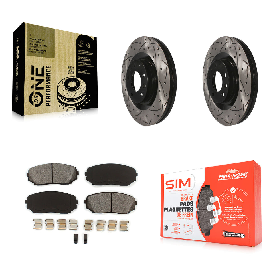 Front Coated Drilled Slotted Disc Brake Rotors And Semi-Metallic Pads Kit For Ford Edge Lincoln MKX Mazda CX-9 KDS-100098