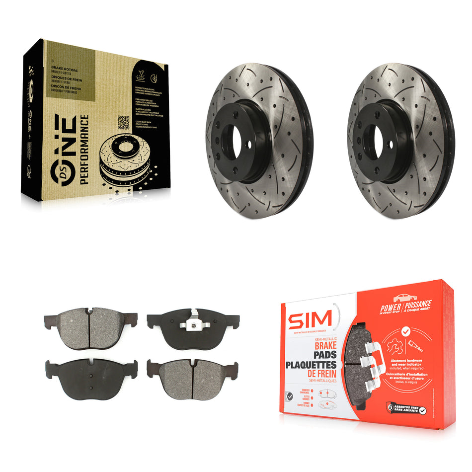 Front Coated Drilled Slotted Disc Brake Rotors And Semi-Metallic Pads Kit For BMW X5 X6 KDS-100100