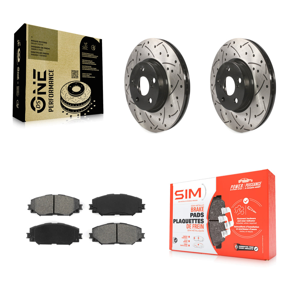 Front Coated Drilled Slotted Disc Brake Rotors And Semi-Metallic Pads Kit For Toyota Corolla Scion xD Matrix Pontiac Vibe KDS-100105