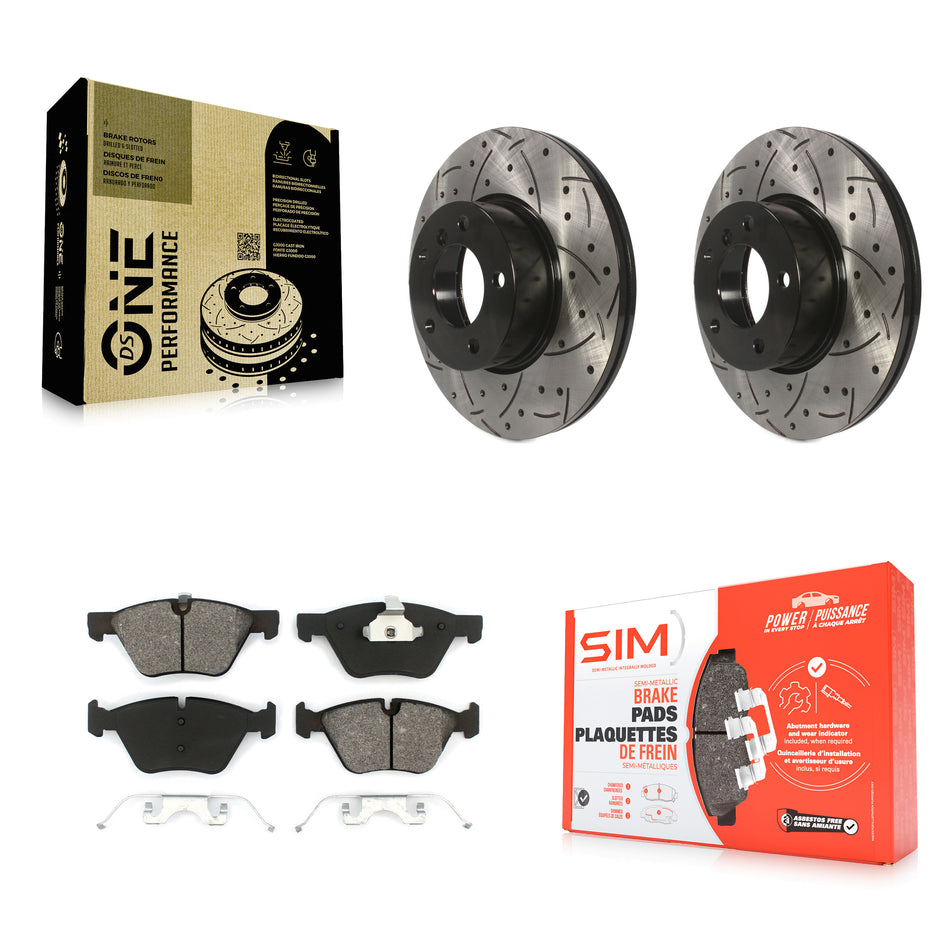 Front Coated Drilled Slotted Disc Brake Rotors And Semi-Metallic Pads Kit For 2008 BMW 328xi To 08 07 KDS-100110