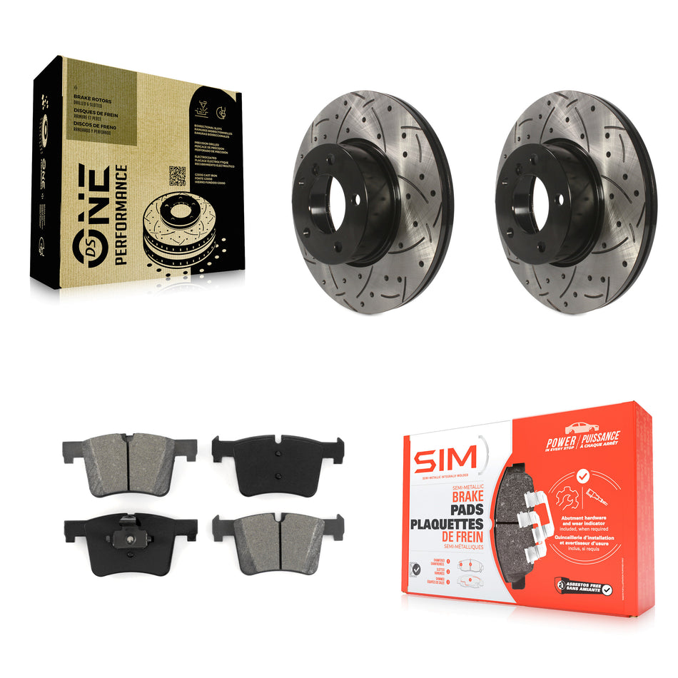 Front Coated Drilled Slotted Disc Brake Rotors And Semi-Metallic Pads Kit For BMW 328i xDrive 320i 330i 428i 430i Gran Coupe GT 328d 228i 230i KDS-100111