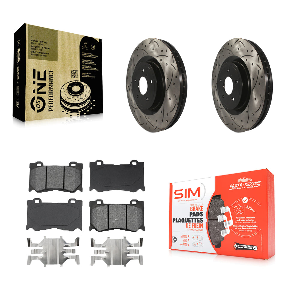 Front Coated Drilled Slotted Disc Brake Rotors And Semi-Metallic Pads Kit For INFINITI G37 Q50 Nissan 370Z Q60 M37 Q70 Q70L QX70 M56 FX50 Z KDS-100114