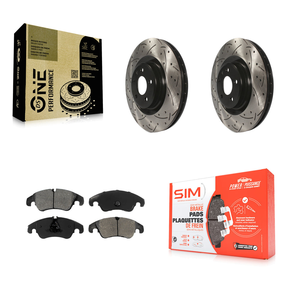 Front Coated Drilled Slotted Disc Brake Rotors And Semi-Metallic Pads Kit For Audi Q5 A6 Quattro S5 S4 A7 A5 A4 KDS-100118