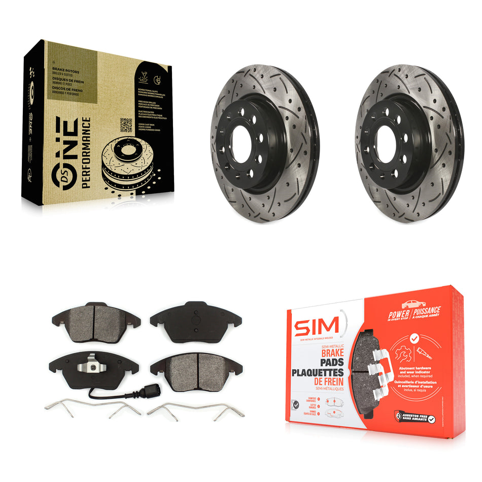 Front Coated Drilled Slotted Disc Brake Rotors And Semi-Metallic Pads Kit For Volkswagen GTI Audi A3 Quattro With 280mm Diameter Rotor KDS-100133