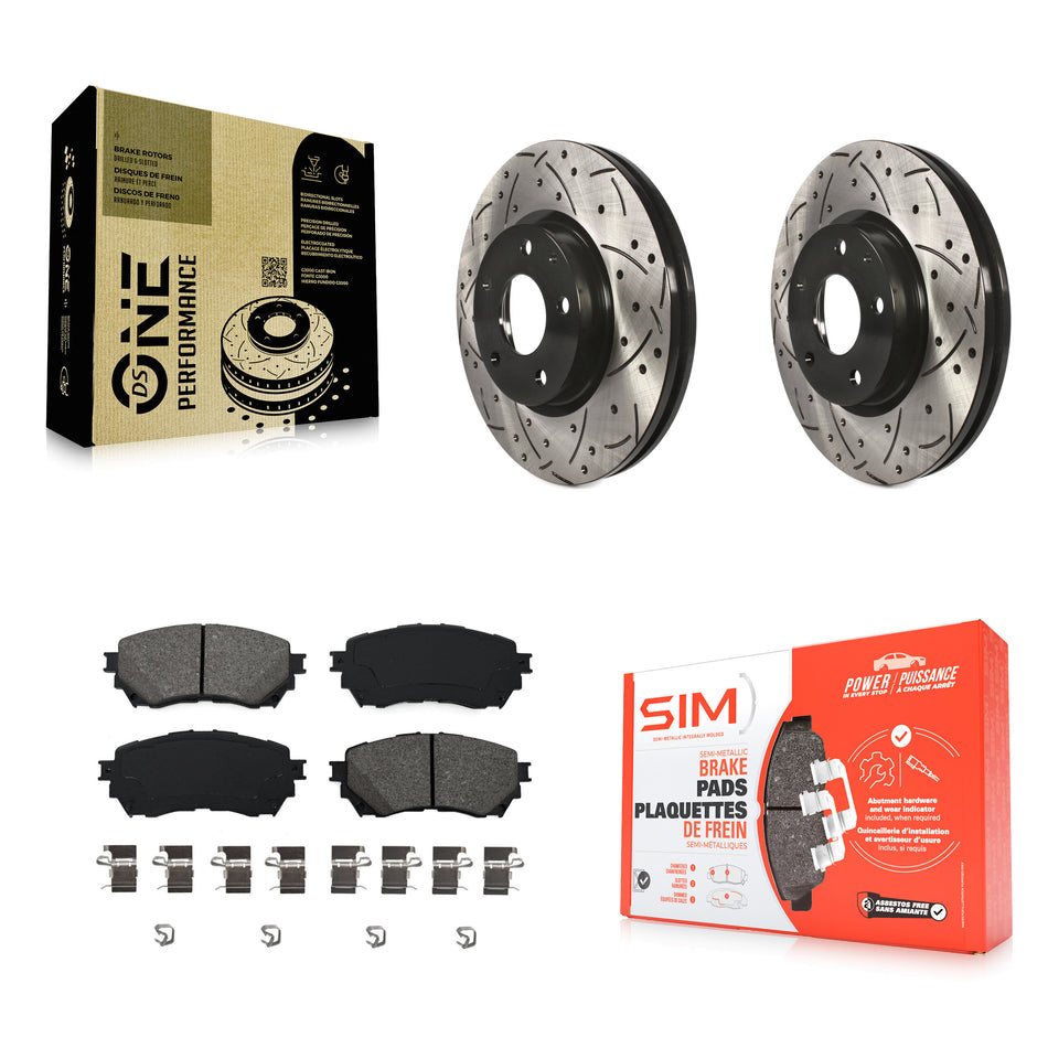 Front Coated Drilled Slotted Disc Brake Rotors And Semi-Metallic Pads Kit For Mazda 6 KDS-100146