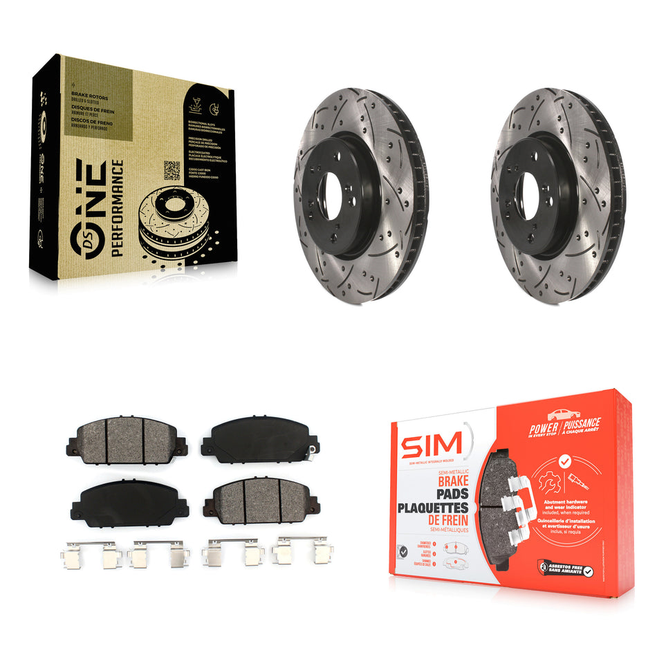 Front Coated Drilled Slotted Disc Brake Rotors And Semi-Metallic Pads Kit For Honda Accord KDS-100148