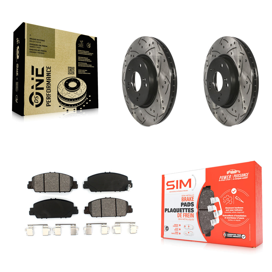 Front Coated Drilled Slotted Disc Brake Rotors And Semi-Metallic Pads Kit For Honda Accord HR-V KDS-100150