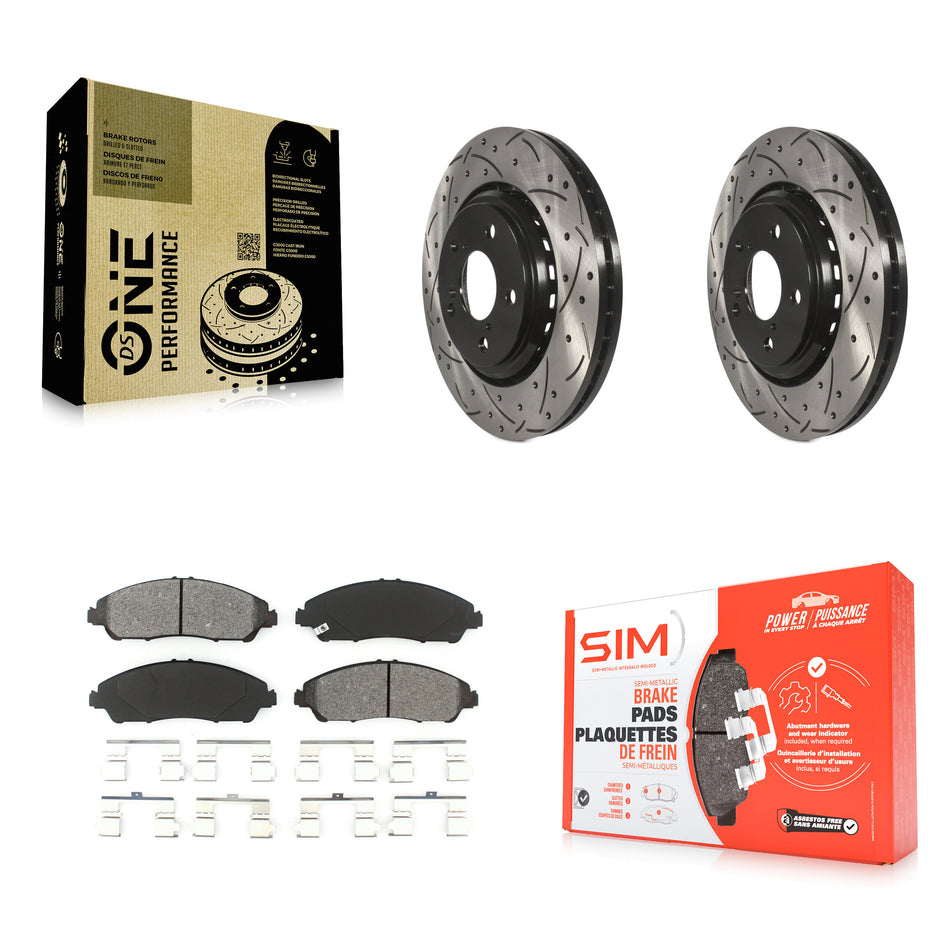 Front Coated Drilled Slotted Disc Brake Rotors And Semi-Metallic Pads Kit For Honda Pilot Acura MDX Ridgeline KDS-100152