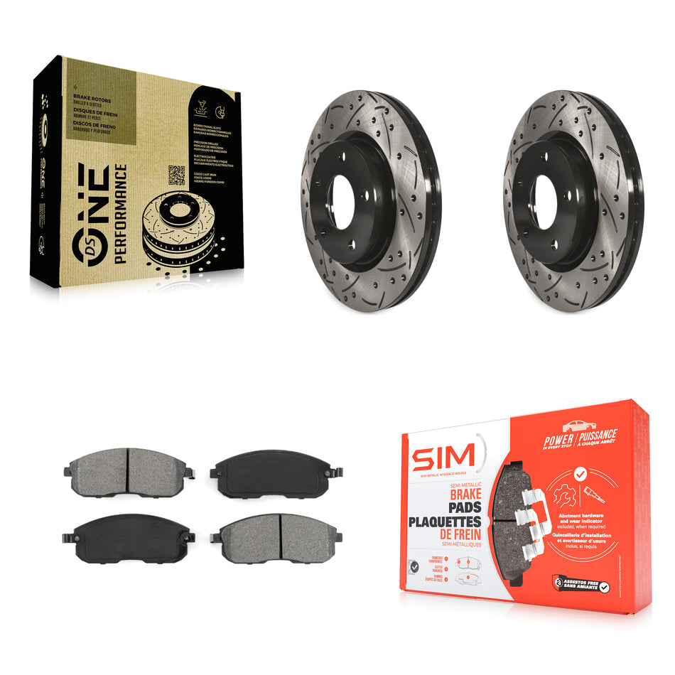 Front Coated Drilled Slotted Disc Brake Rotors And Semi-Metallic Pads Kit For Nissan Sentra KDS-100159