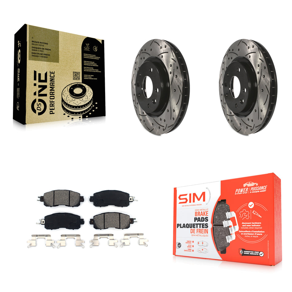 Front Coated Drilled Slotted Disc Brake Rotors And Semi-Metallic Pads Kit For Nissan LEAF KDS-100163