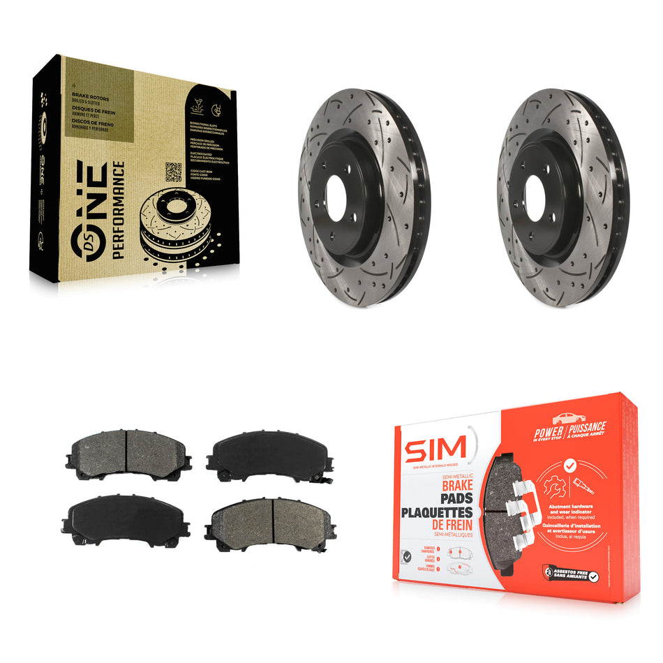 Front Coated Drilled Slotted Disc Brake Rotors And Semi-Metallic Pads Kit For Nissan Rogue KDS-100165