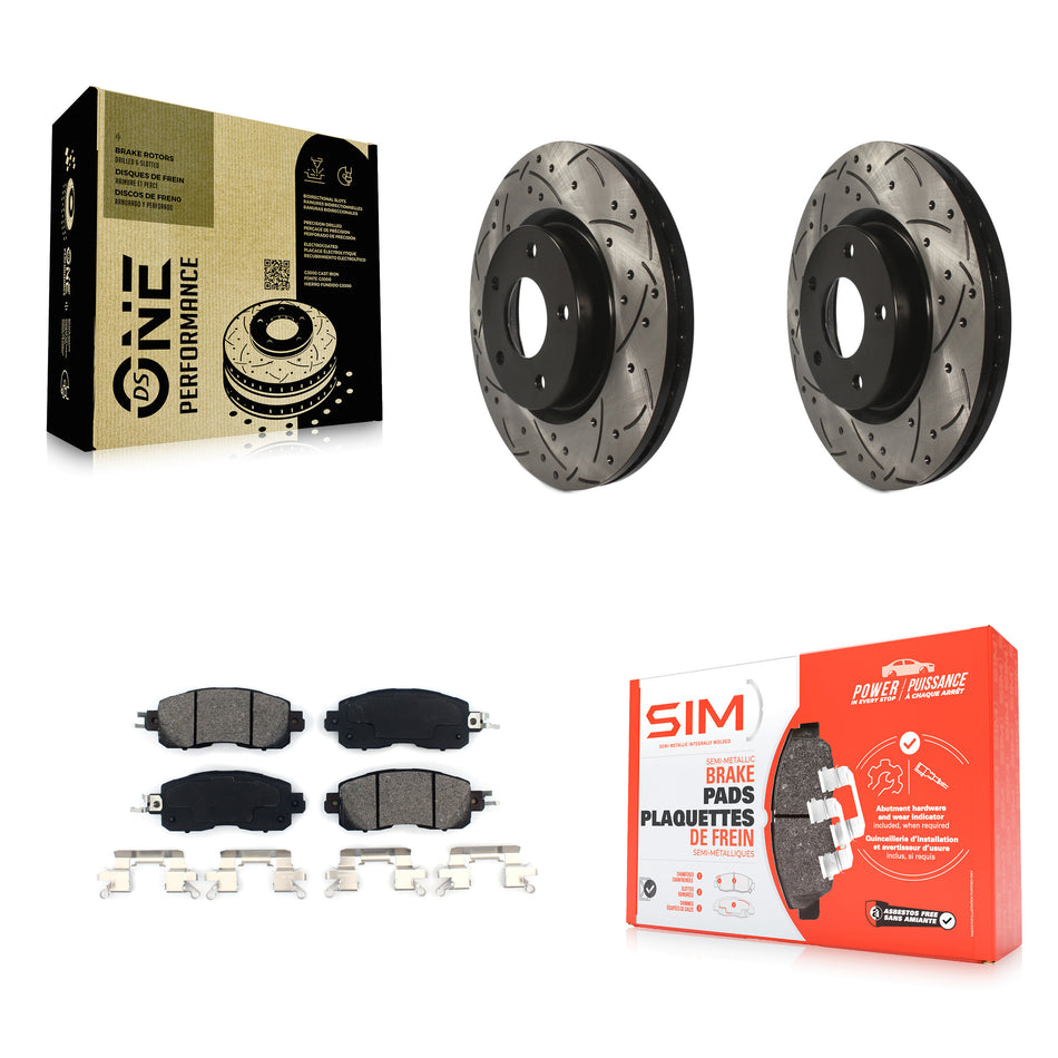Front Coated Drilled Slotted Disc Brake Rotors And Semi-Metallic Pads Kit For Nissan Altima KDS-100166