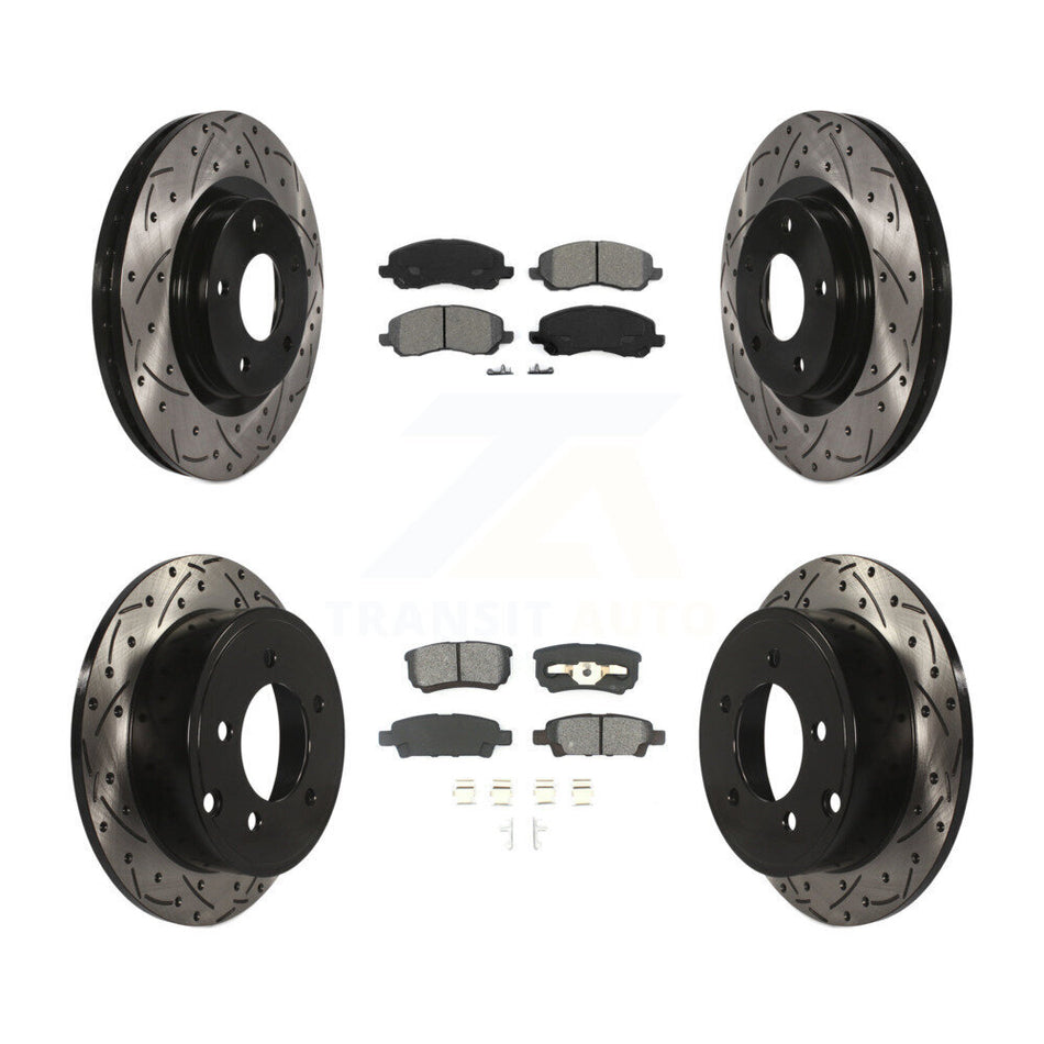 Front Rear Coated Drilled Slotted Disc Brake Rotors And Semi-Metallic Pads Kit For Jeep Patriot Dodge Compass Caliber Chrysler Avenger Sebring 200 KDS-100233