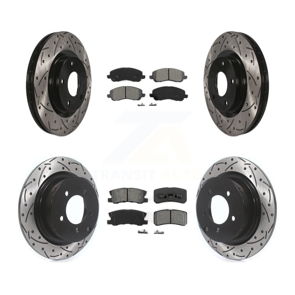 Front Rear Coated Drilled Slotted Disc Brake Rotor And Semi-Metallic Pad Kit For Jeep Patriot Compass Chrysler Dodge Avenger Sebring Mitsubishi Lancer 200 Outlander Sport RVR KDS-100234