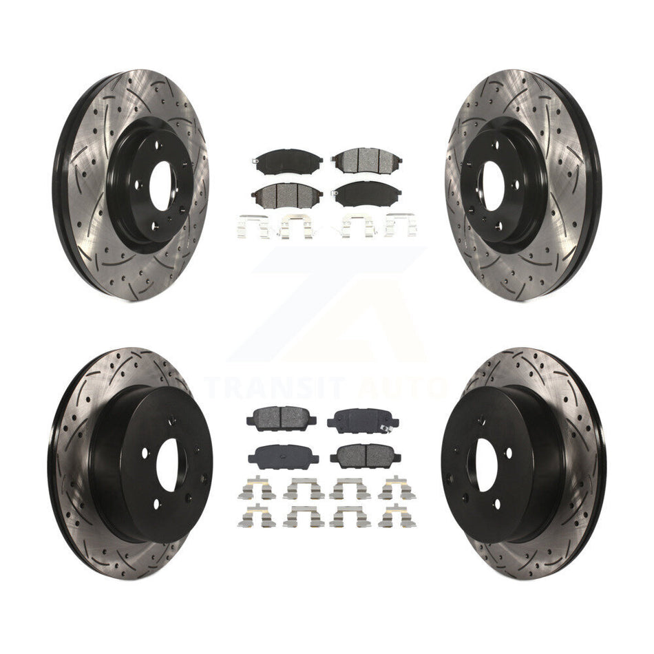 Front Rear Coated Drilled Slotted Disc Brake Rotors And Semi-Metallic Pads Kit For Nissan Murano INFINITI M37 QX70 Q70 Q70L M56 M35h KDS-100255