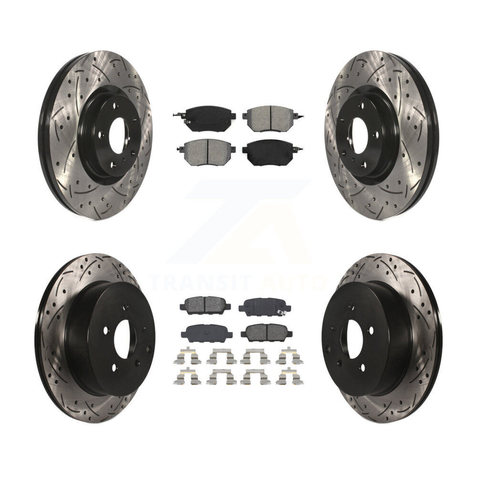 Front Rear Coated Drilled Slotted Disc Brake Rotors And Semi-Metallic Pads Kit For Nissan Murano KDS-100259