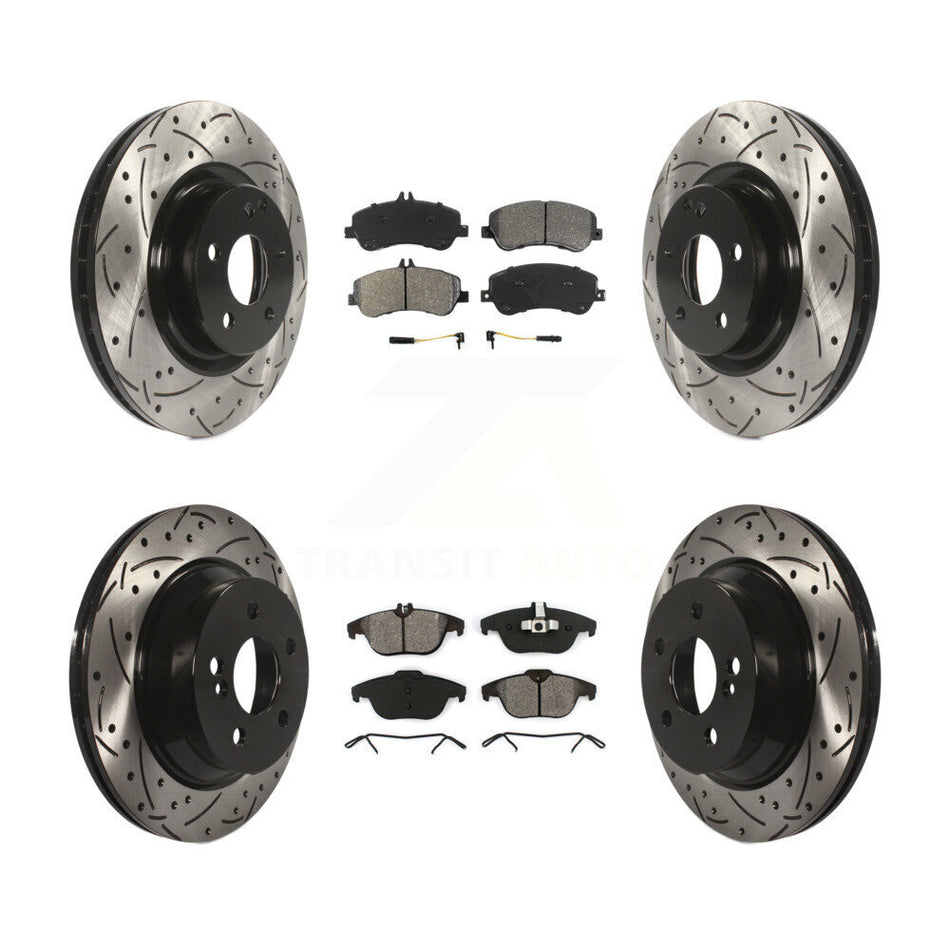 Front Rear Coated Drilled Slotted Disc Brake Rotors And Semi-Metallic Pads Kit For Mercedes-Benz GLK350 GLK250 KDS-100292